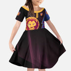 Personalized Brisbane Lions Kid Short Sleeve Dress Modern Geometric Sports Graphic Style