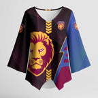 Personalized Brisbane Lions Kimono Sleeve Blouse Modern Geometric Sports Graphic Style