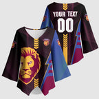 Personalized Brisbane Lions Kimono Sleeve Blouse Modern Geometric Sports Graphic Style