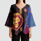 Personalized Brisbane Lions Kimono Sleeve Blouse Modern Geometric Sports Graphic Style