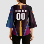 Personalized Brisbane Lions Kimono Sleeve Blouse Modern Geometric Sports Graphic Style