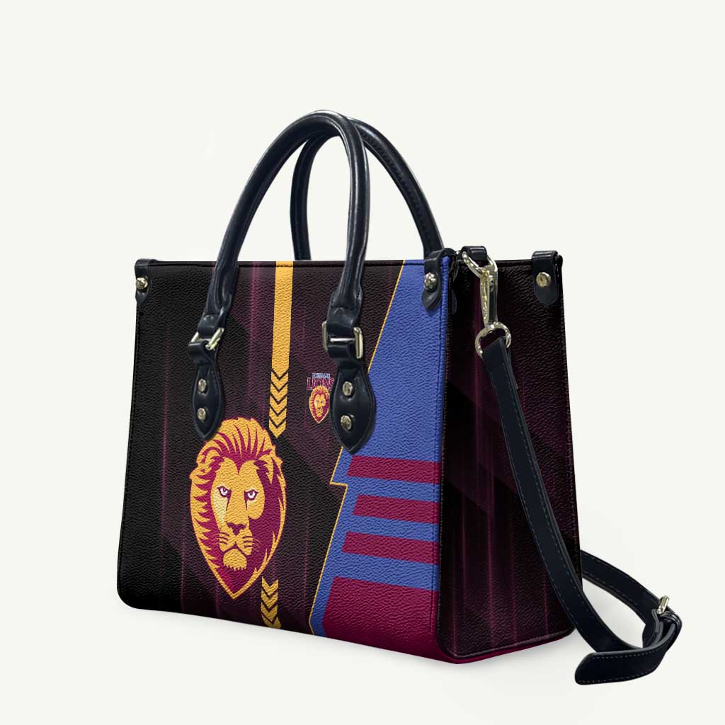 Brisbane Lions Leather Bag Modern Geometric Sports Graphic Style