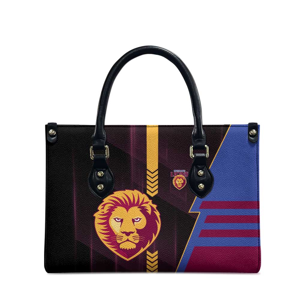 Brisbane Lions Leather Bag Modern Geometric Sports Graphic Style
