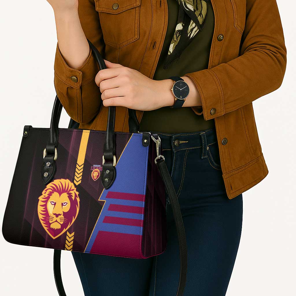 Brisbane Lions Leather Bag Modern Geometric Sports Graphic Style