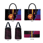 Brisbane Lions Leather Bag Modern Geometric Sports Graphic Style