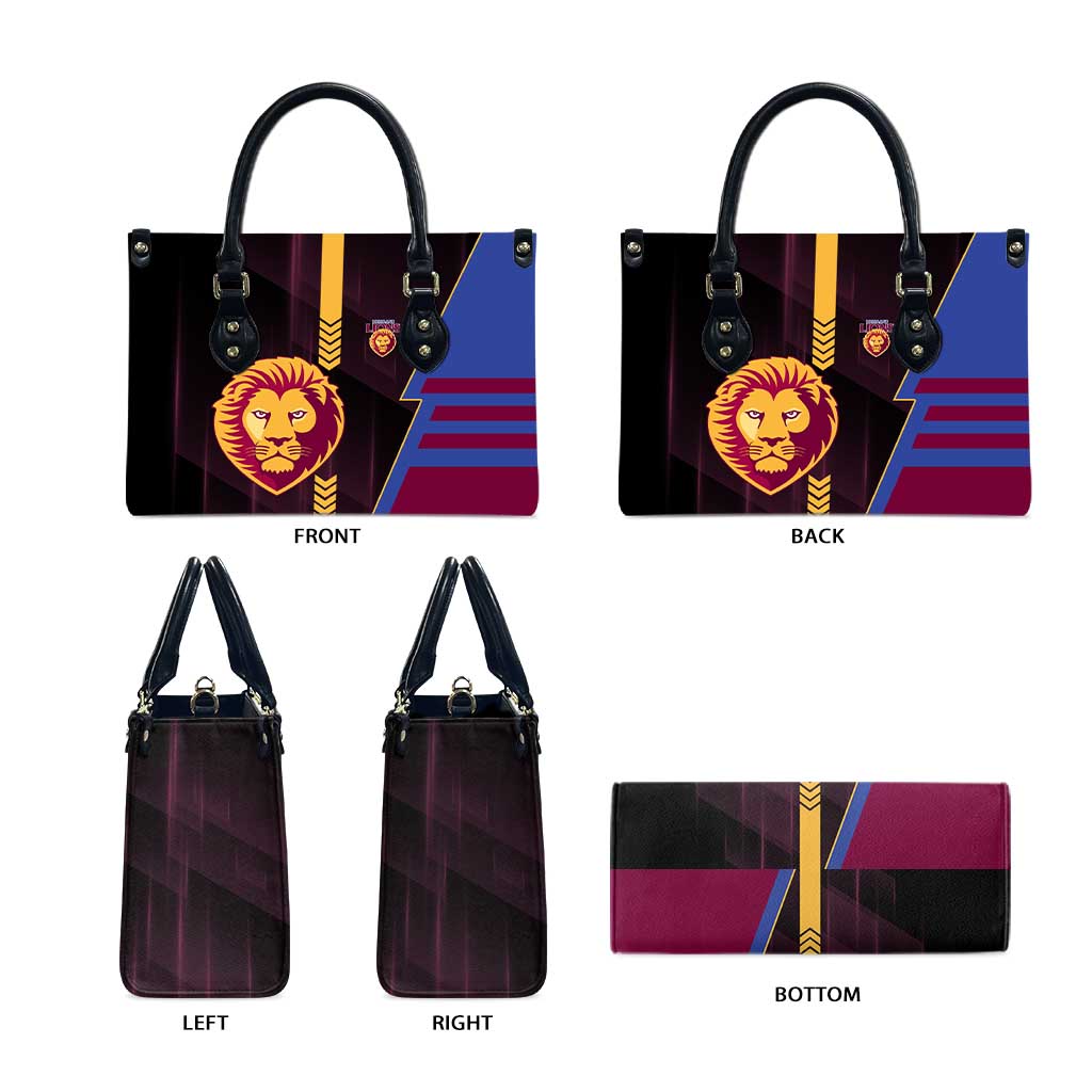 Brisbane Lions Leather Bag Modern Geometric Sports Graphic Style
