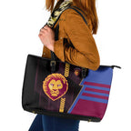 Brisbane Lions Leather Tote Bag Modern Geometric Sports Graphic Style