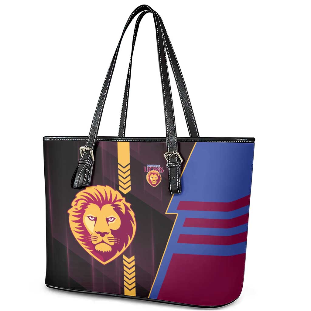 Brisbane Lions Leather Tote Bag Modern Geometric Sports Graphic Style