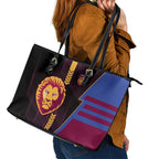 Brisbane Lions Leather Tote Bag Modern Geometric Sports Graphic Style