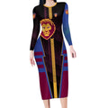 Personalized Brisbane Lions Long Sleeve Bodycon Dress Modern Geometric Sports Graphic Style