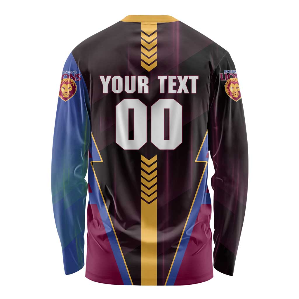 Personalized Brisbane Lions Long Sleeve Shirt Modern Geometric Sports Graphic Style