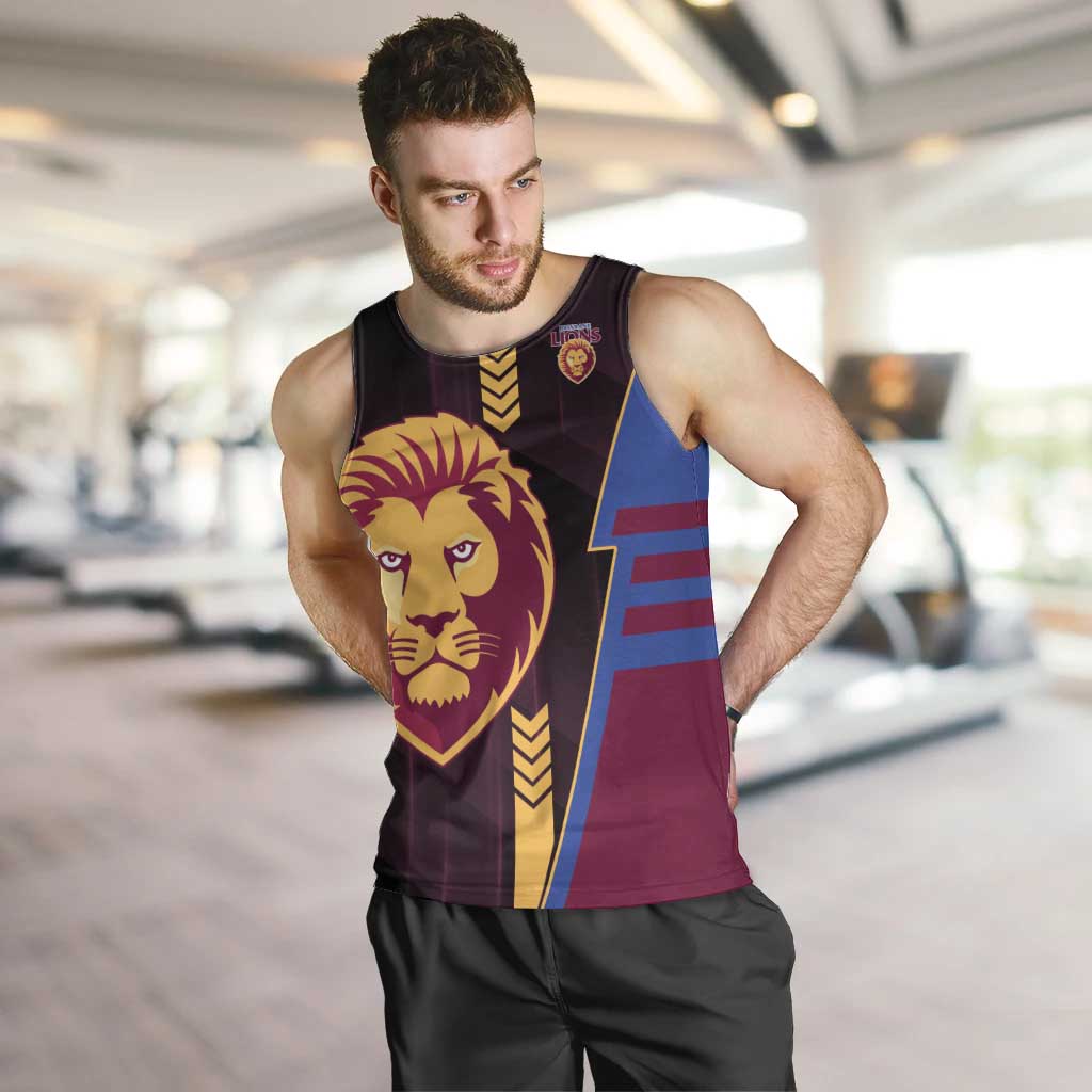 Personalized Brisbane Lions Men Tank Top Modern Geometric Sports Graphic Style