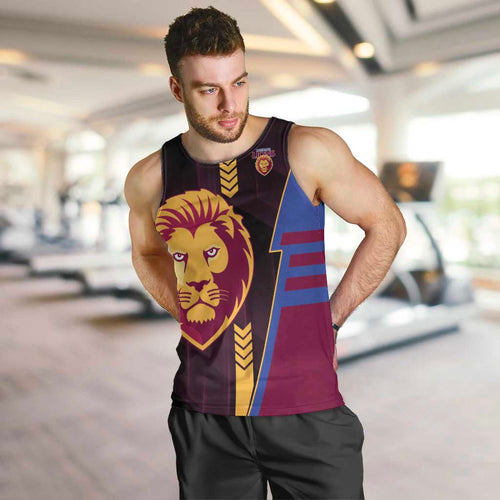 Personalized Brisbane Lions Men Tank Top Modern Geometric Sports Graphic Style