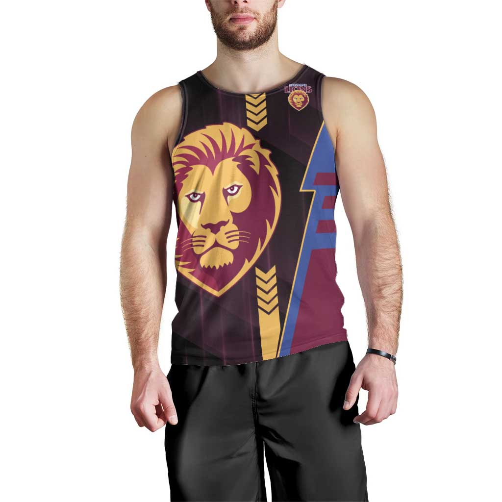 Personalized Brisbane Lions Men Tank Top Modern Geometric Sports Graphic Style