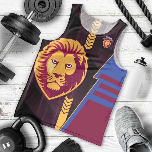 Personalized Brisbane Lions Men Tank Top Modern Geometric Sports Graphic Style