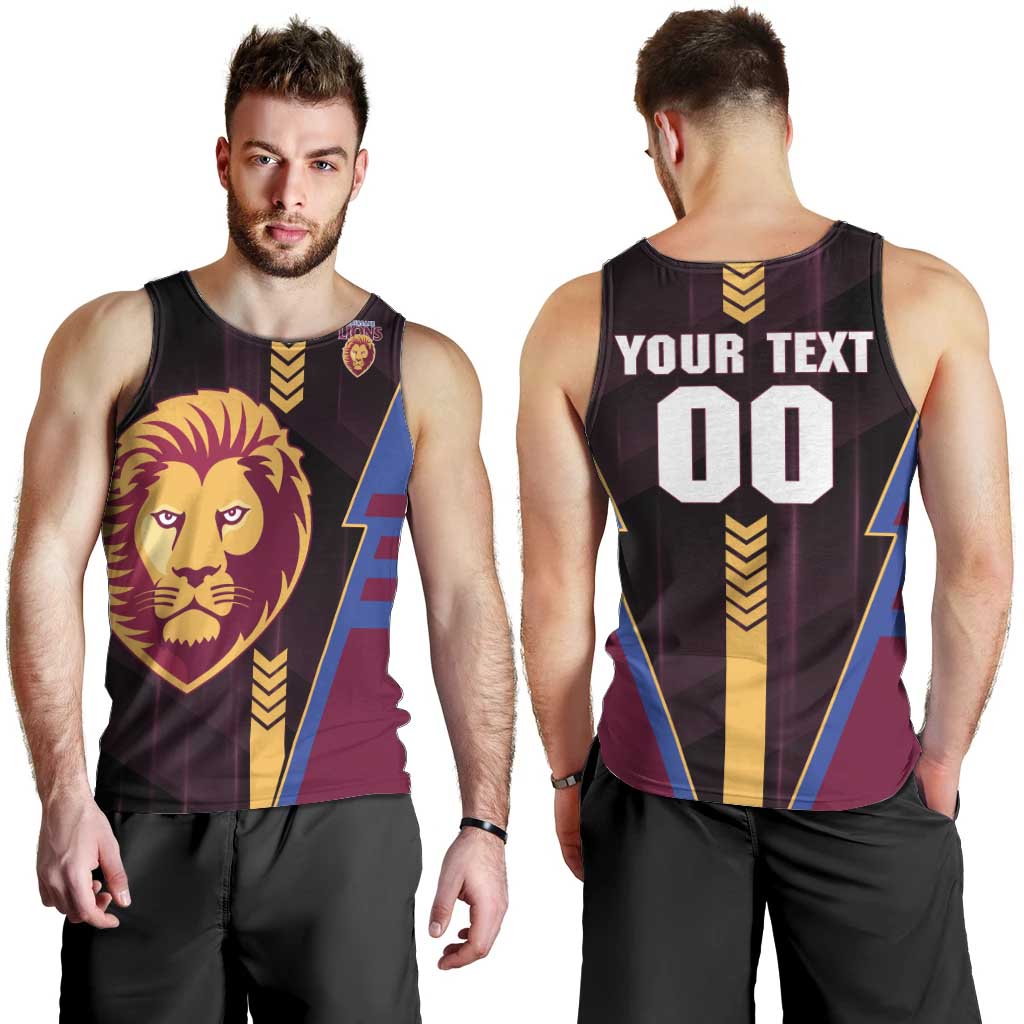 Personalized Brisbane Lions Men Tank Top Modern Geometric Sports Graphic Style