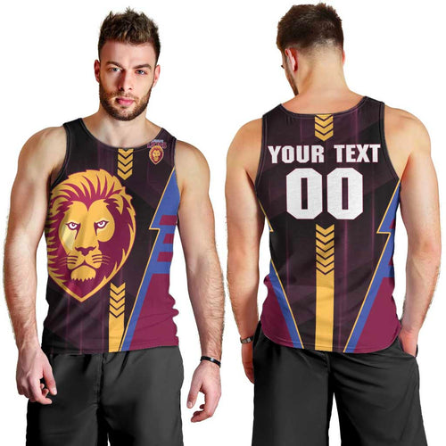 Personalized Brisbane Lions Men Tank Top Modern Geometric Sports Graphic Style