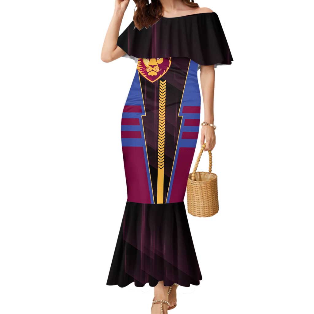 Personalized Brisbane Lions Mermaid Dress Modern Geometric Sports Graphic Style