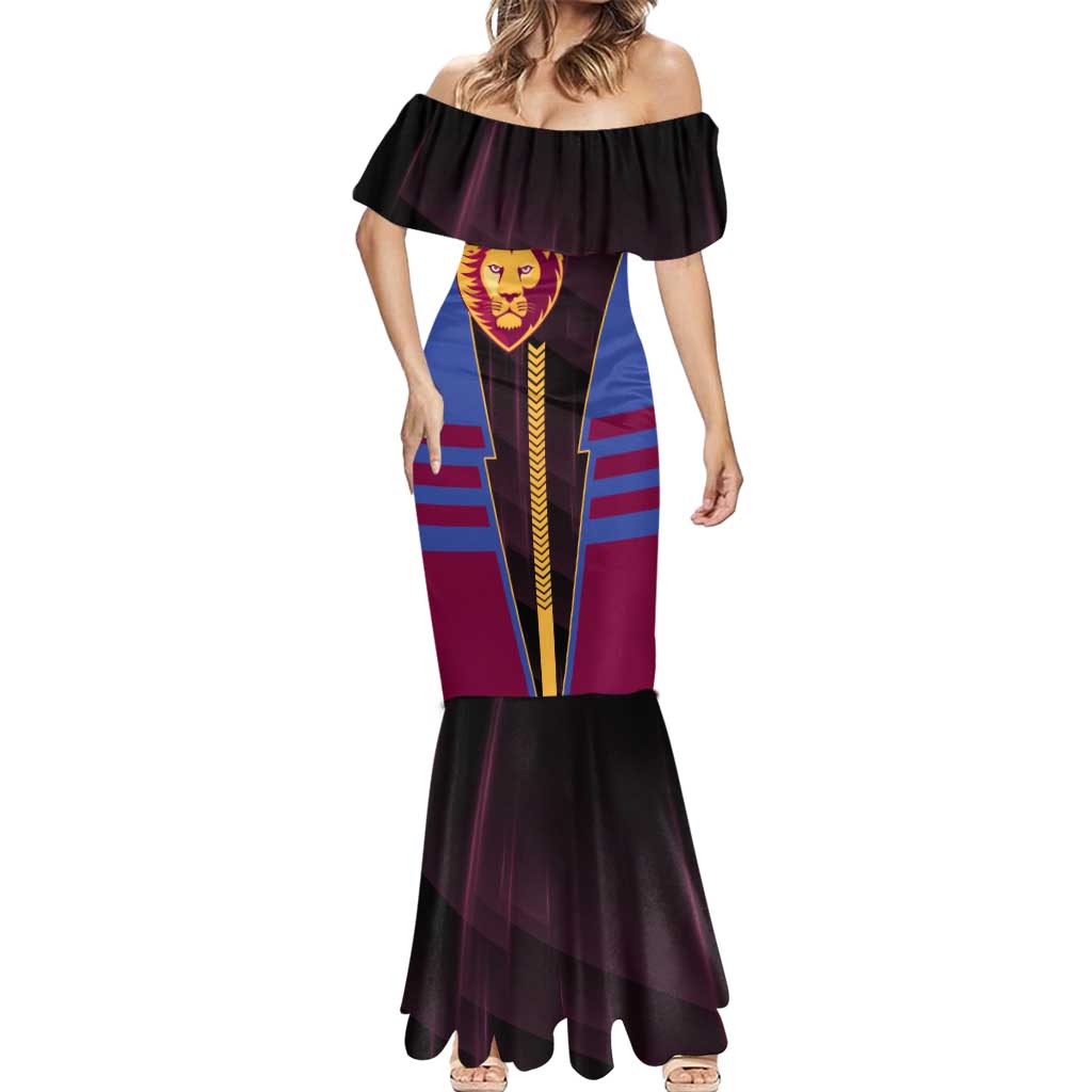 Personalized Brisbane Lions Mermaid Dress Modern Geometric Sports Graphic Style