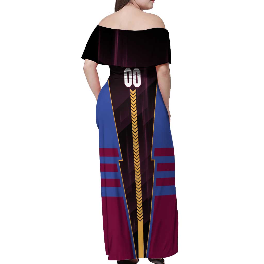 Personalized Brisbane Lions Off Shoulder Maxi Dress Modern Geometric Sports Graphic Style