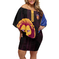 Personalized Brisbane Lions Off Shoulder Short Dress Modern Geometric Sports Graphic Style