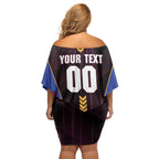 Personalized Brisbane Lions Off Shoulder Short Dress Modern Geometric Sports Graphic Style
