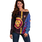 Personalized Brisbane Lions Off Shoulder Sweater Modern Geometric Sports Graphic Style