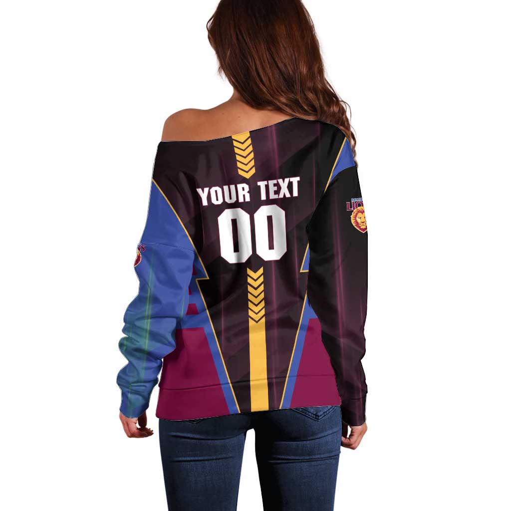 Personalized Brisbane Lions Off Shoulder Sweater Modern Geometric Sports Graphic Style