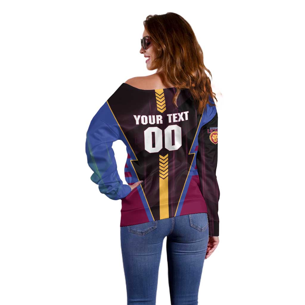 Personalized Brisbane Lions Off Shoulder Sweater Modern Geometric Sports Graphic Style