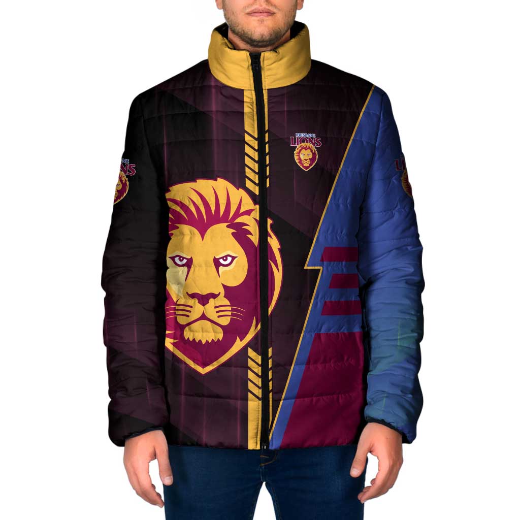 Personalized Brisbane Lions Padded Jacket Modern Geometric Sports Graphic Style