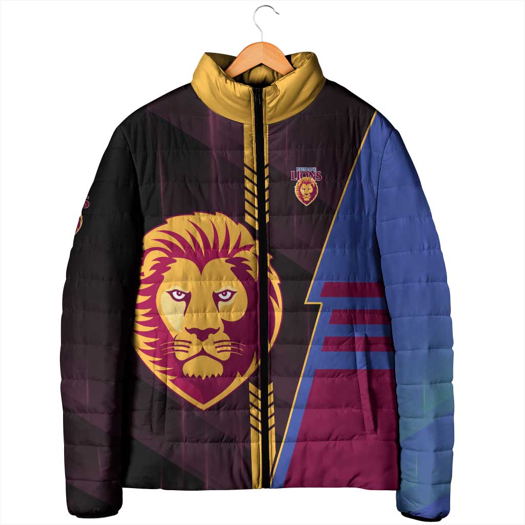 Personalized Brisbane Lions Padded Jacket Modern Geometric Sports Graphic Style