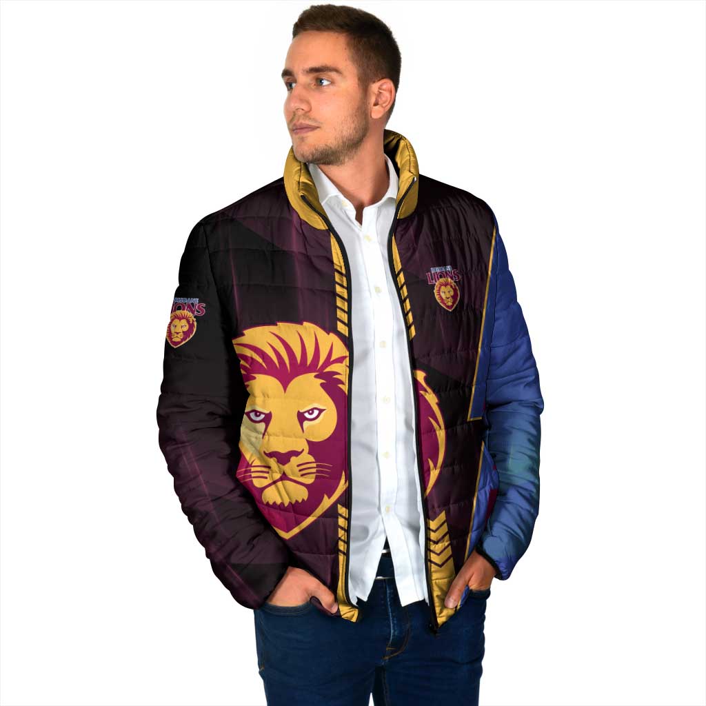 Personalized Brisbane Lions Padded Jacket Modern Geometric Sports Graphic Style