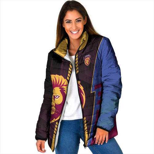 Personalized Brisbane Lions Padded Jacket Modern Geometric Sports Graphic Style