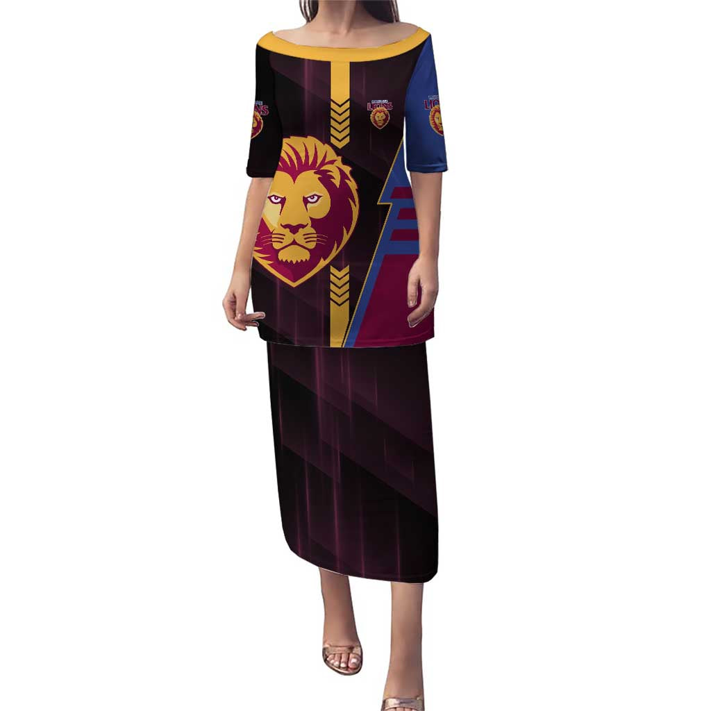 Personalized Brisbane Lions Puletasi Modern Geometric Sports Graphic Style