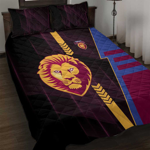 Brisbane Lions Quilt Bed Set Modern Geometric Sports Graphic Style