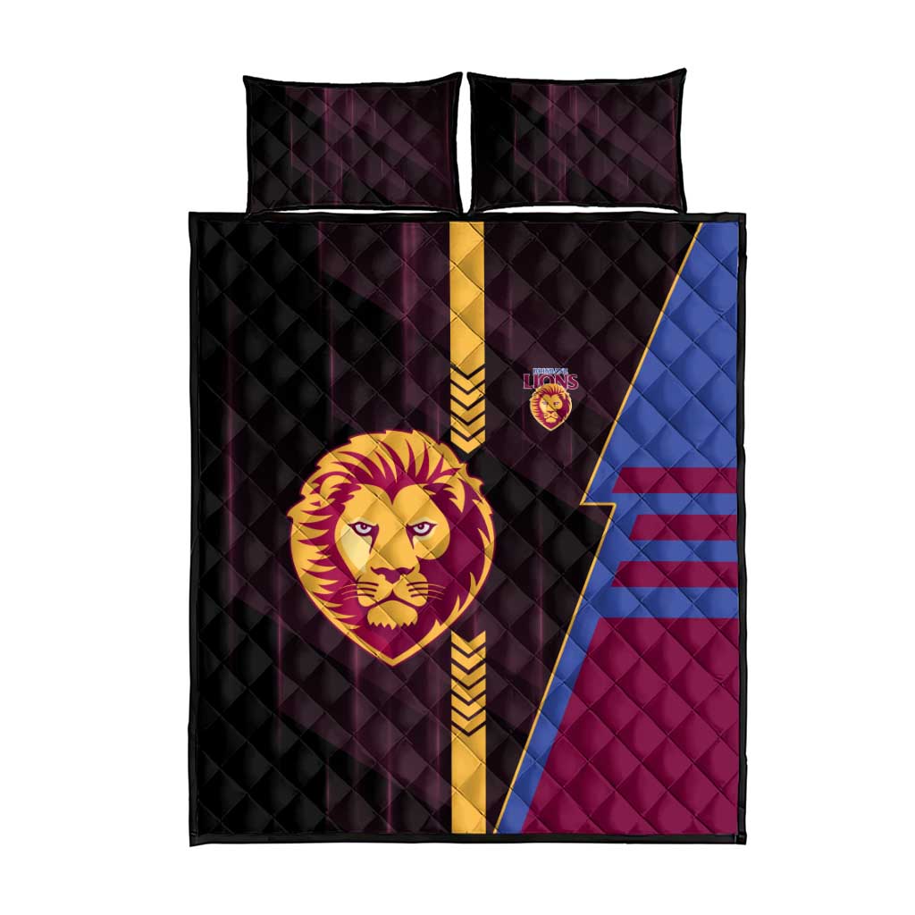 Brisbane Lions Quilt Bed Set Modern Geometric Sports Graphic Style