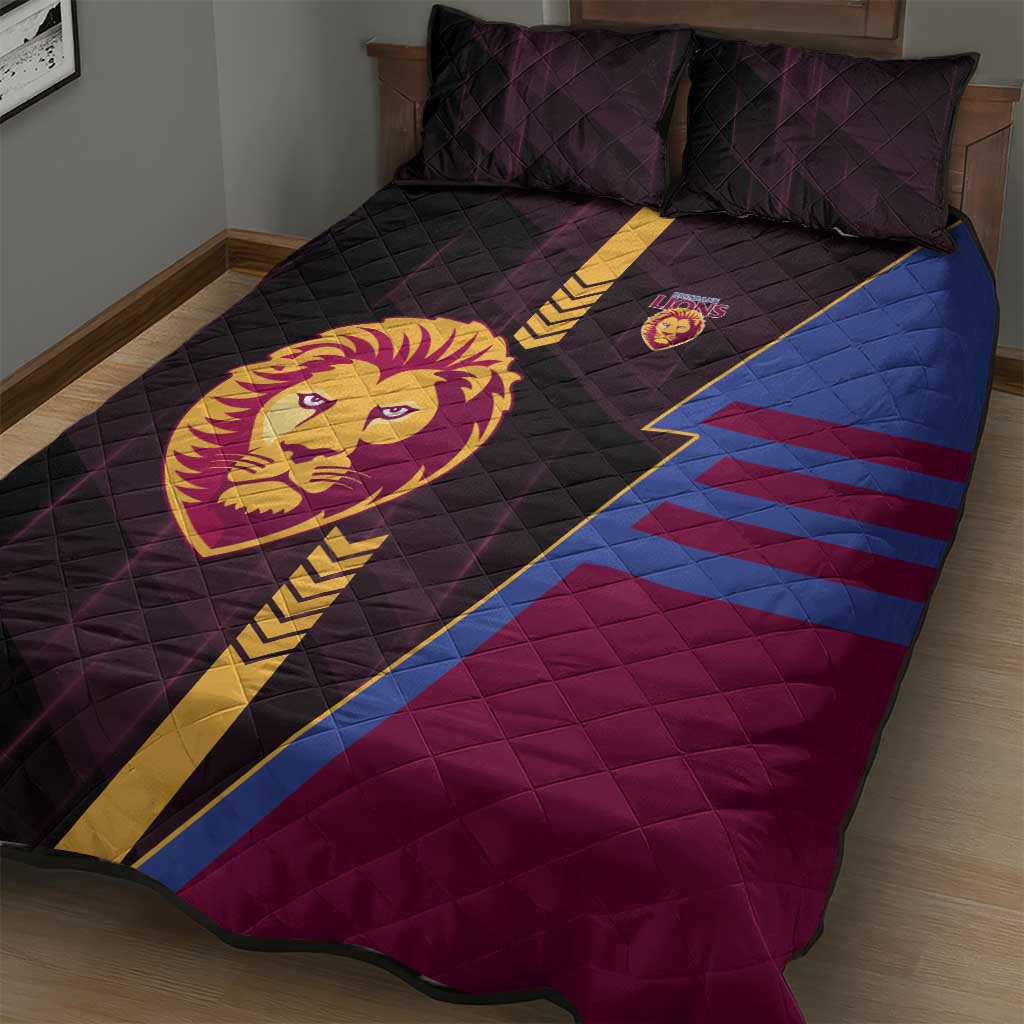Brisbane Lions Quilt Bed Set Modern Geometric Sports Graphic Style