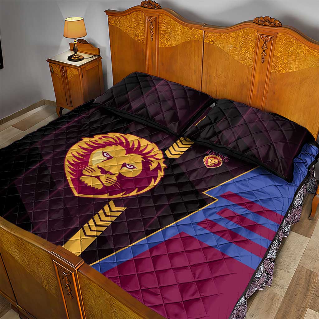 Brisbane Lions Quilt Bed Set Modern Geometric Sports Graphic Style