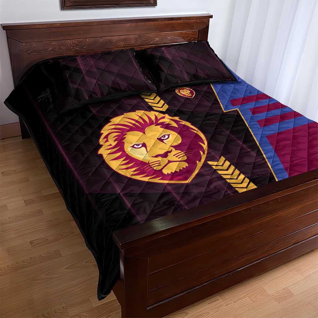 Brisbane Lions Quilt Bed Set Modern Geometric Sports Graphic Style