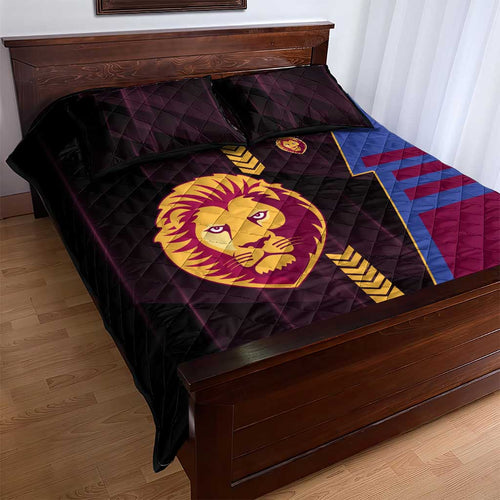 Brisbane Lions Quilt Bed Set Modern Geometric Sports Graphic Style