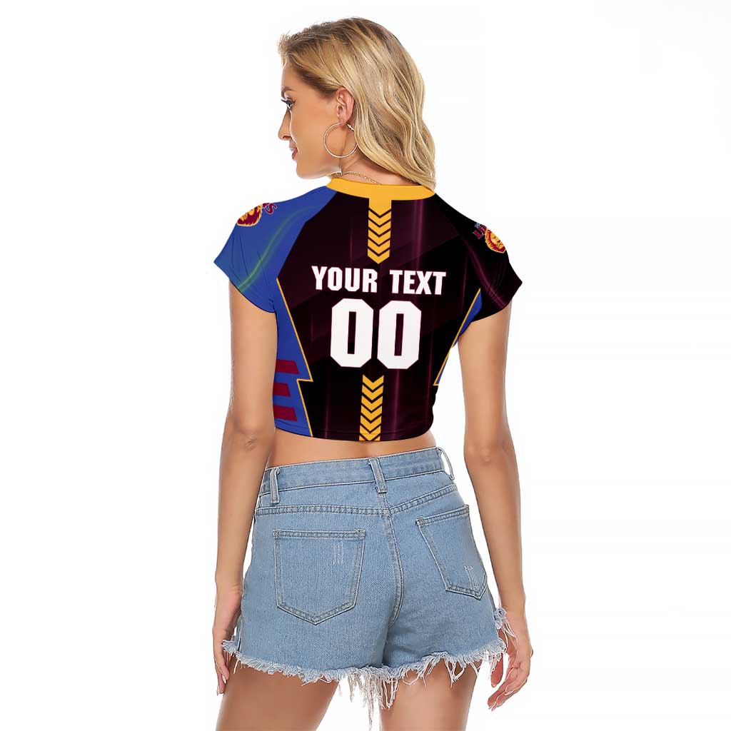 Personalized Brisbane Lions Raglan Cropped T Shirt Modern Geometric Sports Graphic Style