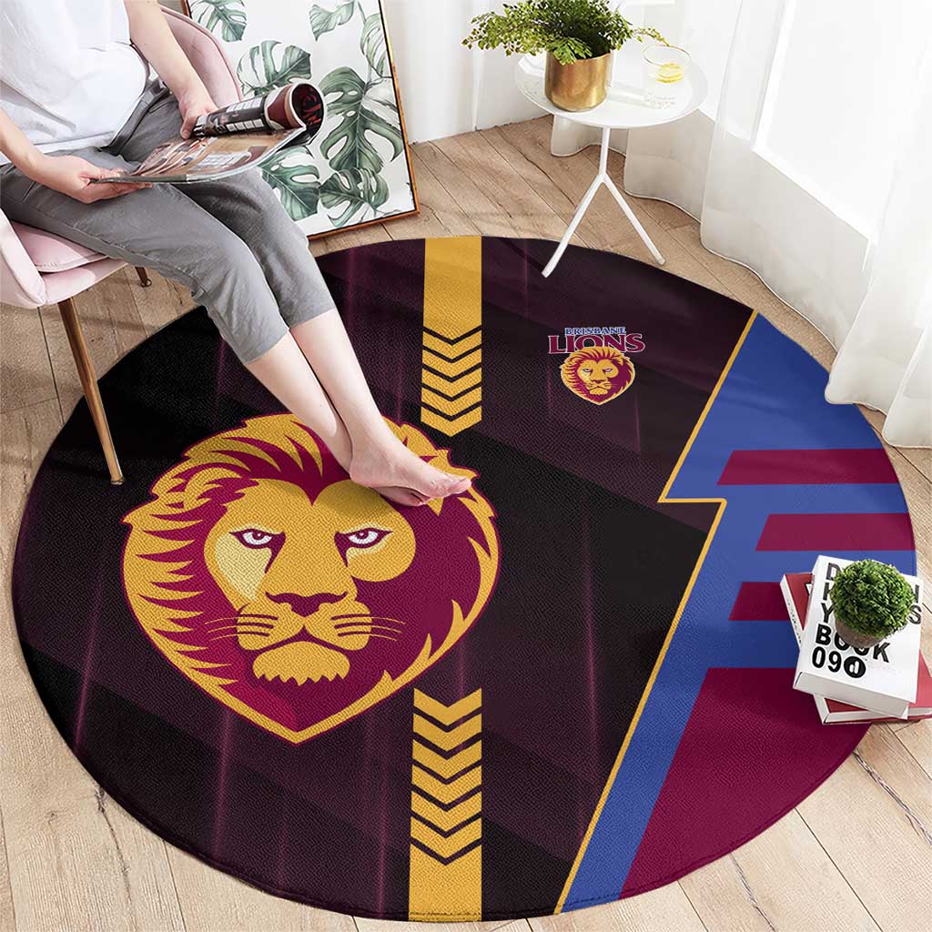 Brisbane Lions Round Carpet Modern Geometric Sports Graphic Style