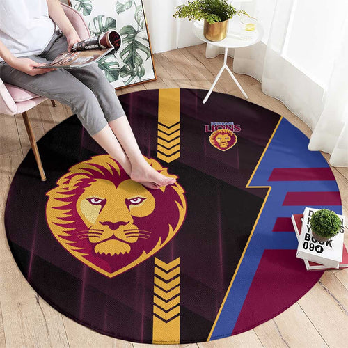 Brisbane Lions Round Carpet Modern Geometric Sports Graphic Style