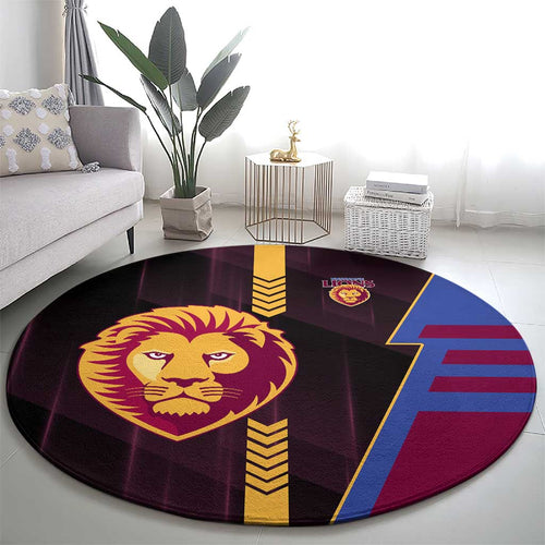 Brisbane Lions Round Carpet Modern Geometric Sports Graphic Style