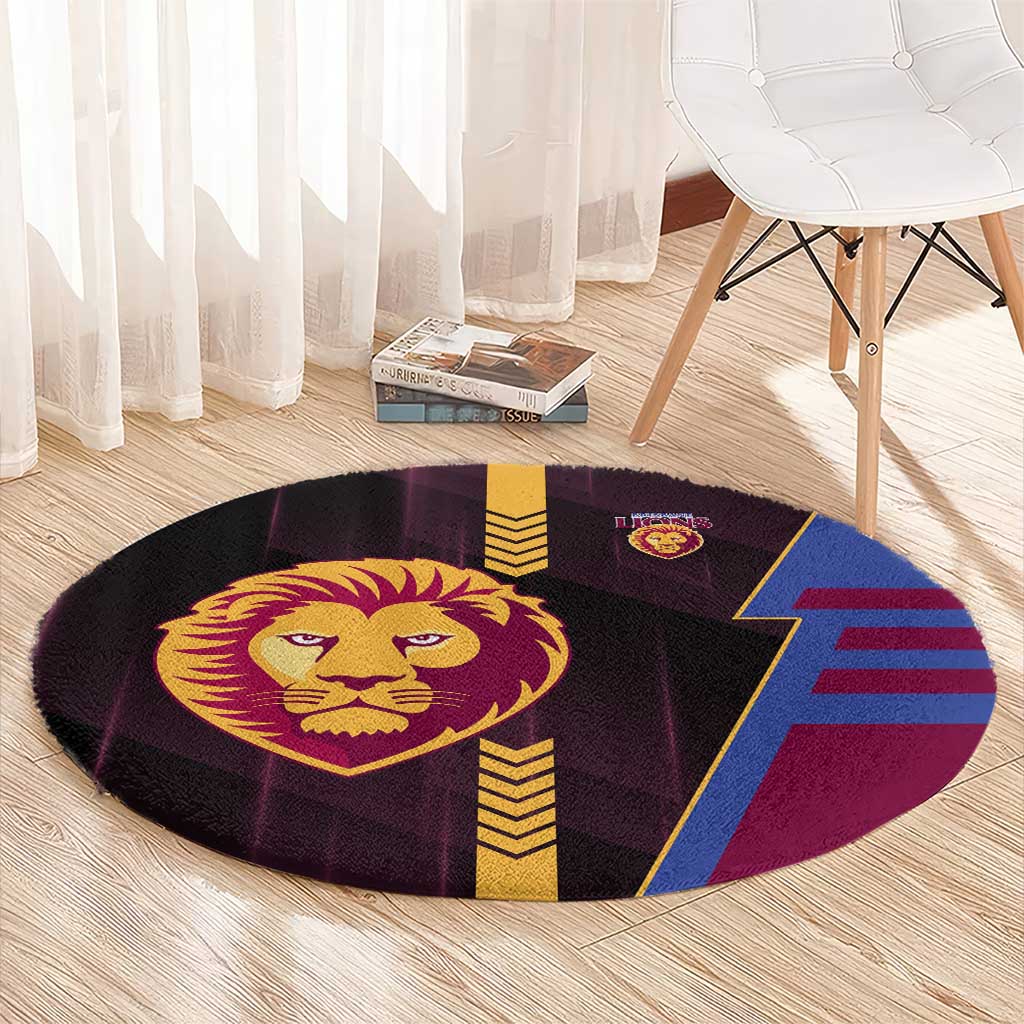 Brisbane Lions Round Carpet Modern Geometric Sports Graphic Style