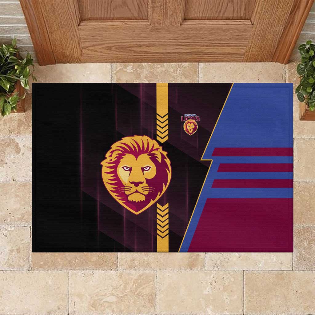 Brisbane Lions Rubber Doormat Modern Geometric Sports Graphic Style