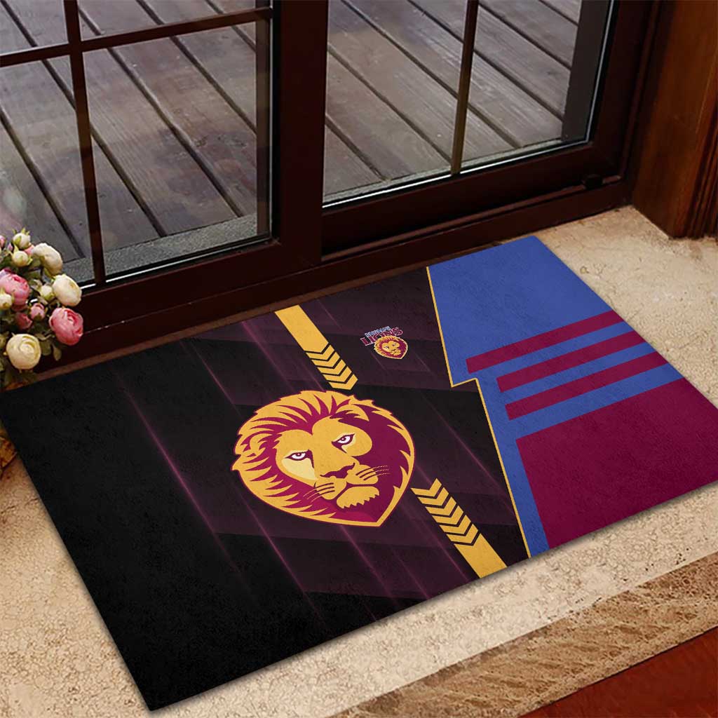 Brisbane Lions Rubber Doormat Modern Geometric Sports Graphic Style