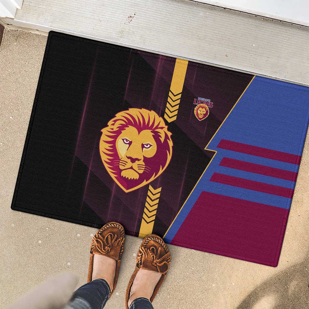Brisbane Lions Rubber Doormat Modern Geometric Sports Graphic Style