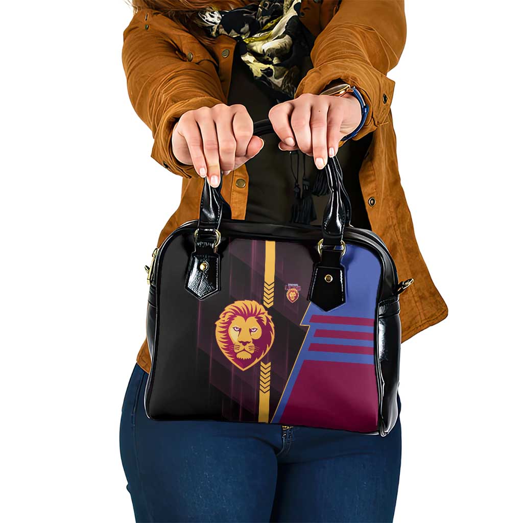 Brisbane Lions Shoulder Handbag Modern Geometric Sports Graphic Style