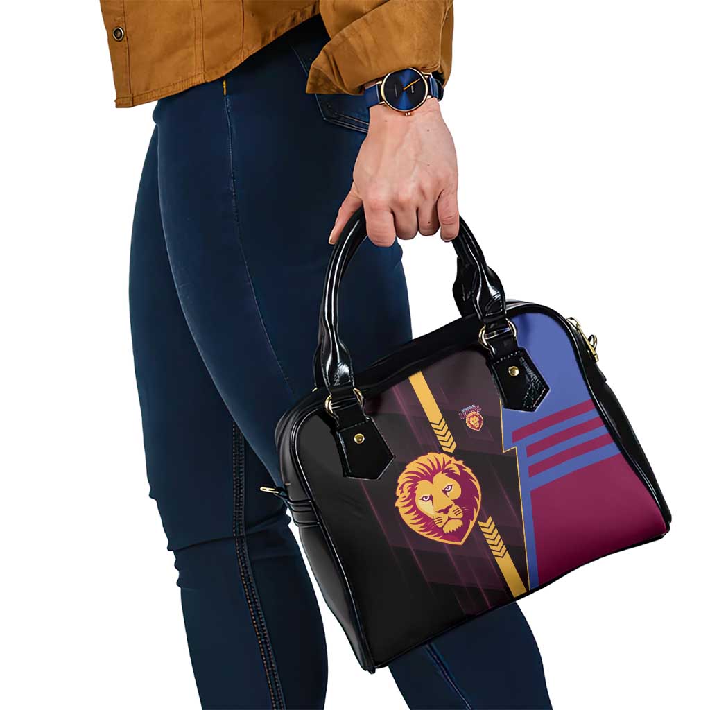 Brisbane Lions Shoulder Handbag Modern Geometric Sports Graphic Style